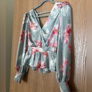 Express Floral V-Neck Blouse